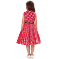 Grace Karin Mädchen Sommerkleid Kinder Vintage 50&#39;s Kleid Retro Vintage Sleeveless Revers Kragen Red Polka Dots Kleid CL009000-3